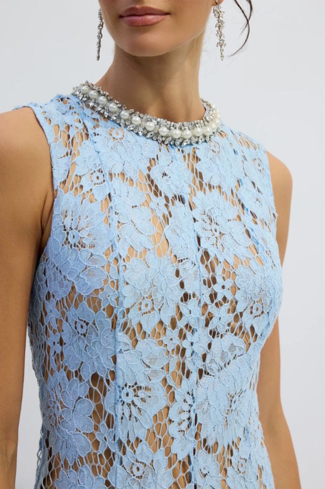 Ariana Floral Lace Sleeveless Midi Dress | Dress In Beauty