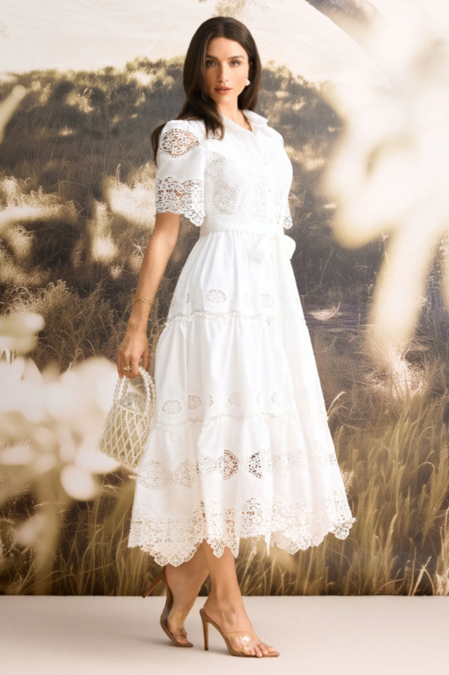 Ella Embroidered Lace Midi Dress | Dress In Beauty