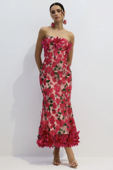 Gloria Floral Embroidery Strapless Maxi Dress | Dress In Beauty