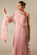 Khloe One Shoulder Pleated Ruffle Maxi Dress | Dress In Beauty