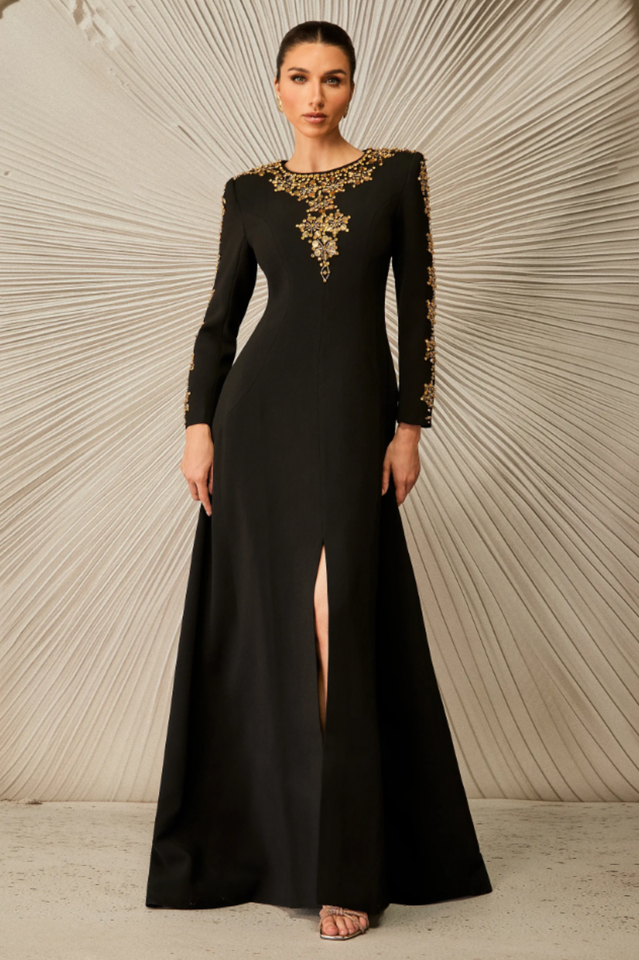 Aria Embellished Long Sleeve Maxi Dress | Dress In Beauty
