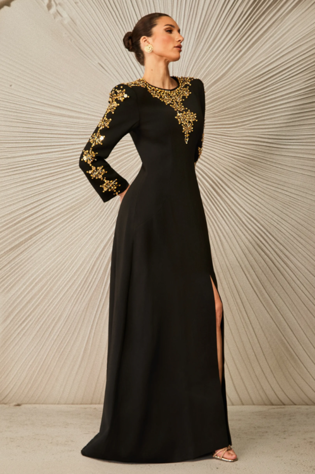 Aria Embellished Long Sleeve Maxi Dress | Dress In Beauty
