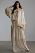Eliza Tie Neck Puff Sleeve Maxi Dress | Dress In Beauty