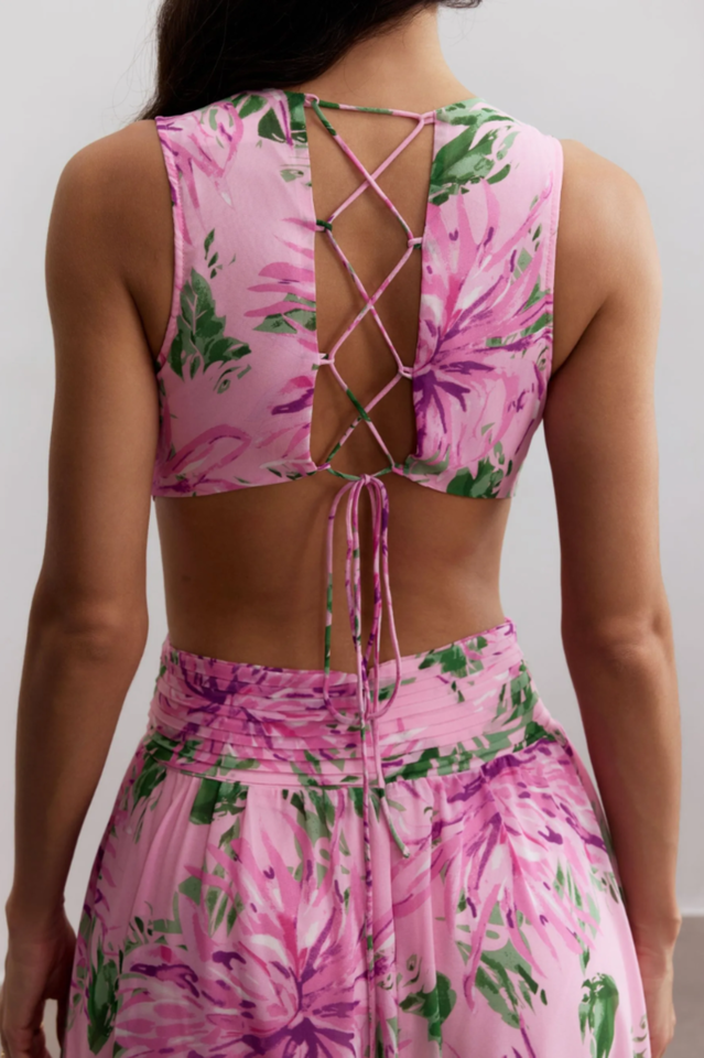 Anila Printed Pleated Ruffle Maxi Dress | Dress In Beauty