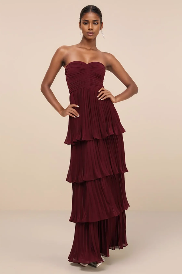 Anastasia Strapless Tiered Chiffon Maxi Dress | Dress In Beauty