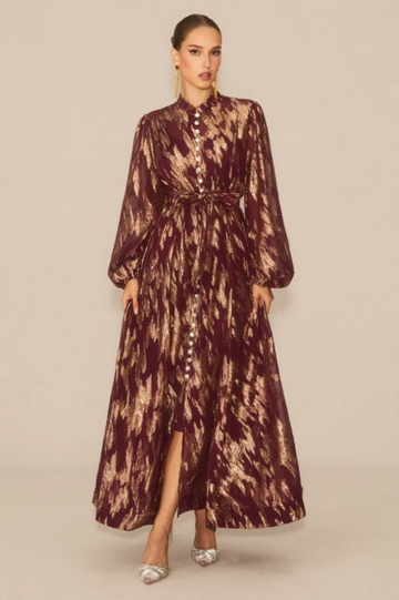 Aitana Metallic Print Maxi Dress