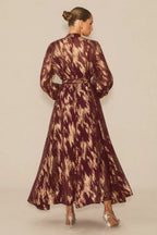 Aitana Metallic Print Maxi Dress with Belt - View 6 | WEUXS