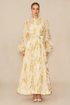 Aitana Metallic Print Maxi Dress with Belt - View 7 | WEUXS