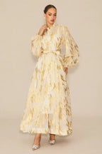 Aitana Metallic Print Maxi Dress with Belt - View 10 | WEUXS