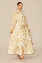 Aitana Metallic Print Maxi Dress with Belt - View 11 | WEUXS