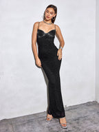 Beaded Maxi Dress with Mermaid Skirt - View 6 | WEUXS
