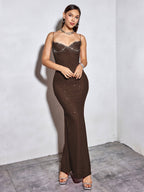 Beaded Maxi Dress with Mermaid Skirt - View 38 | WEUXS