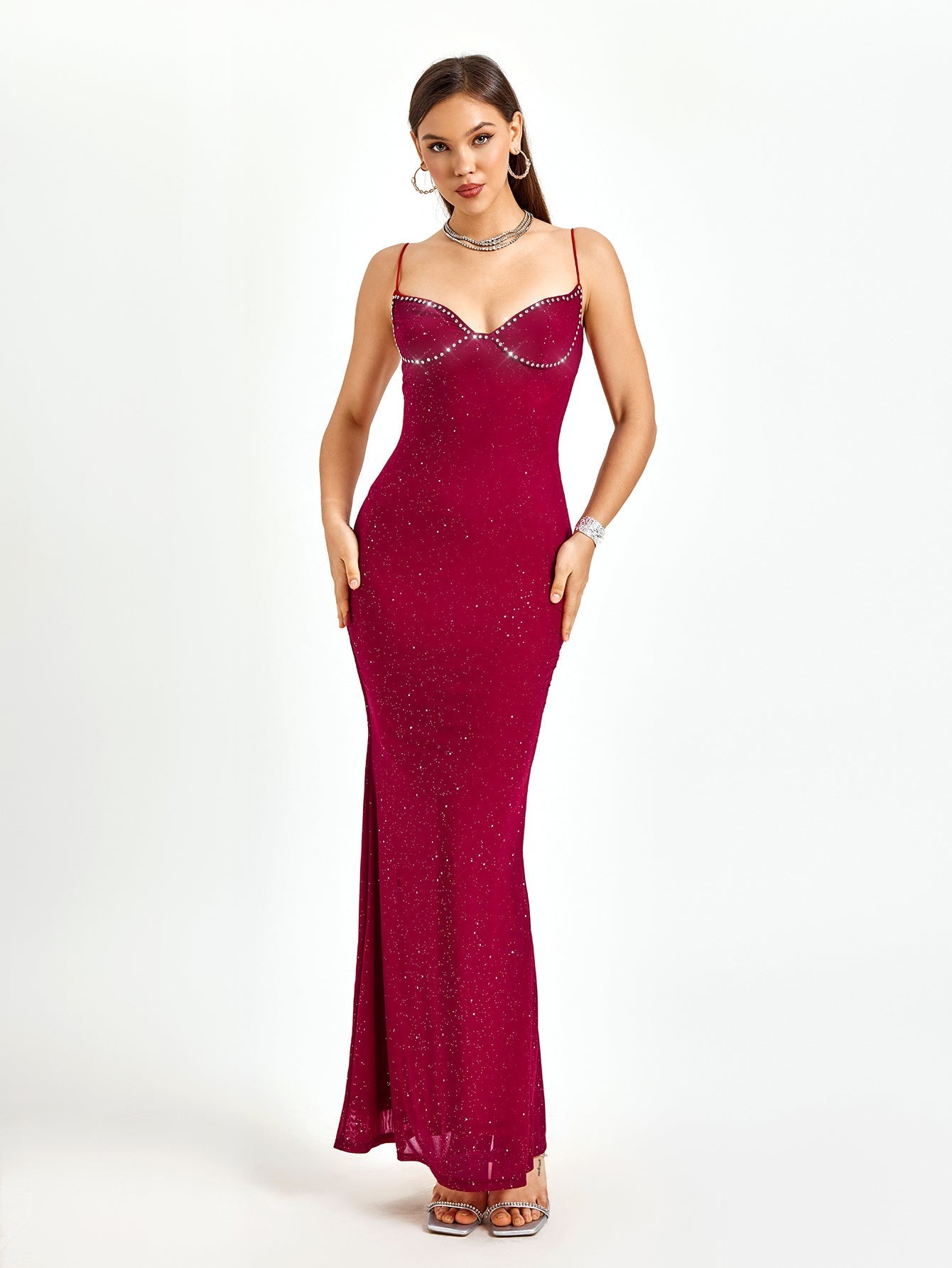 Beaded Maxi Dress with Mermaid Skirt - View 7 | WEUXS