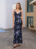 Floral print maxi dress with ruched detailing - View 17 | WEUXS