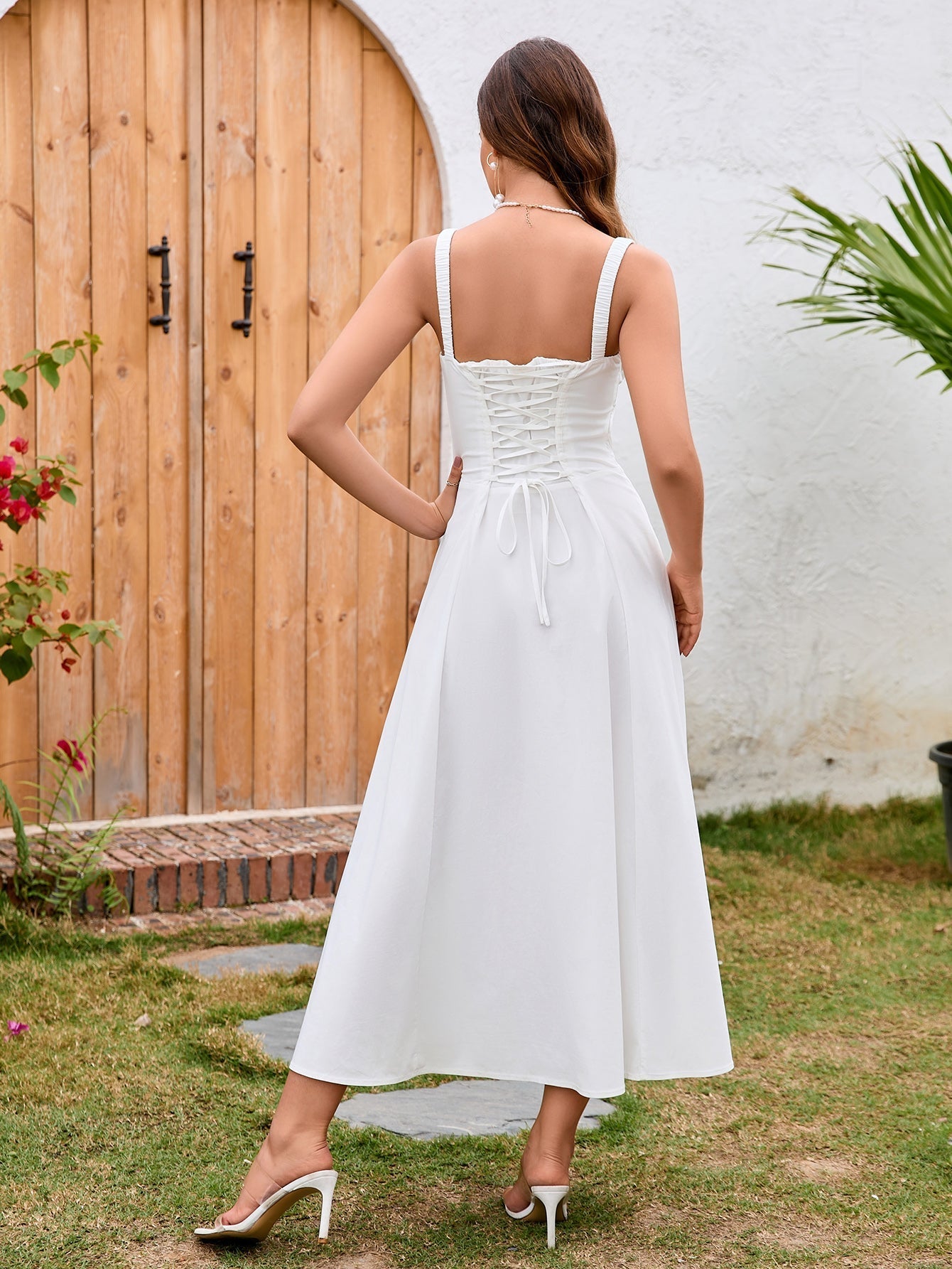 Maxi dress with tie front and side slit - View 14 | WEUXS
