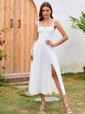 Maxi dress with tie front and side slit - View 17 | WEUXS
