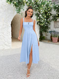 Maxi dress with tie front and side slit - View 19 | WEUXS