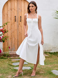 Maxi dress with tie front and side slit - View 16 | WEUXS