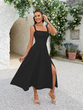 Maxi dress with tie front and side slit - View 9 | WEUXS