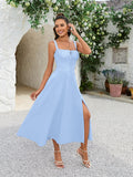 Maxi dress with tie front and side slit - View 21 | WEUXS