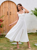 Maxi dress with tie front and side slit - View 15 | WEUXS