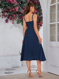 split thigh ruched bust cami dress#color_navy