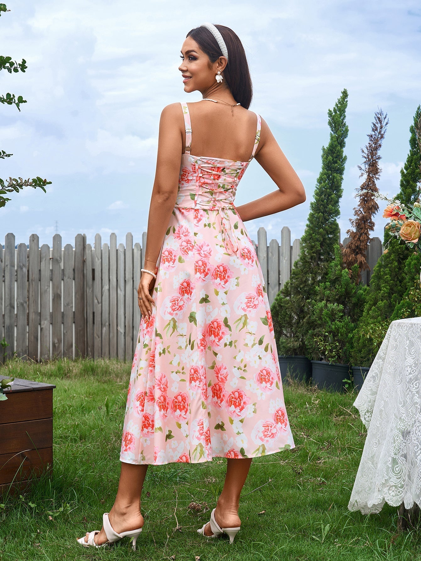 Midi dress with ruched bust and split thigh - View 68 | WEUXS