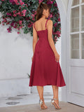 split thigh ruched bust cami dress#color_red