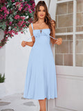 Midi dress with ruched bust and split thigh - View 36 | WEUXS