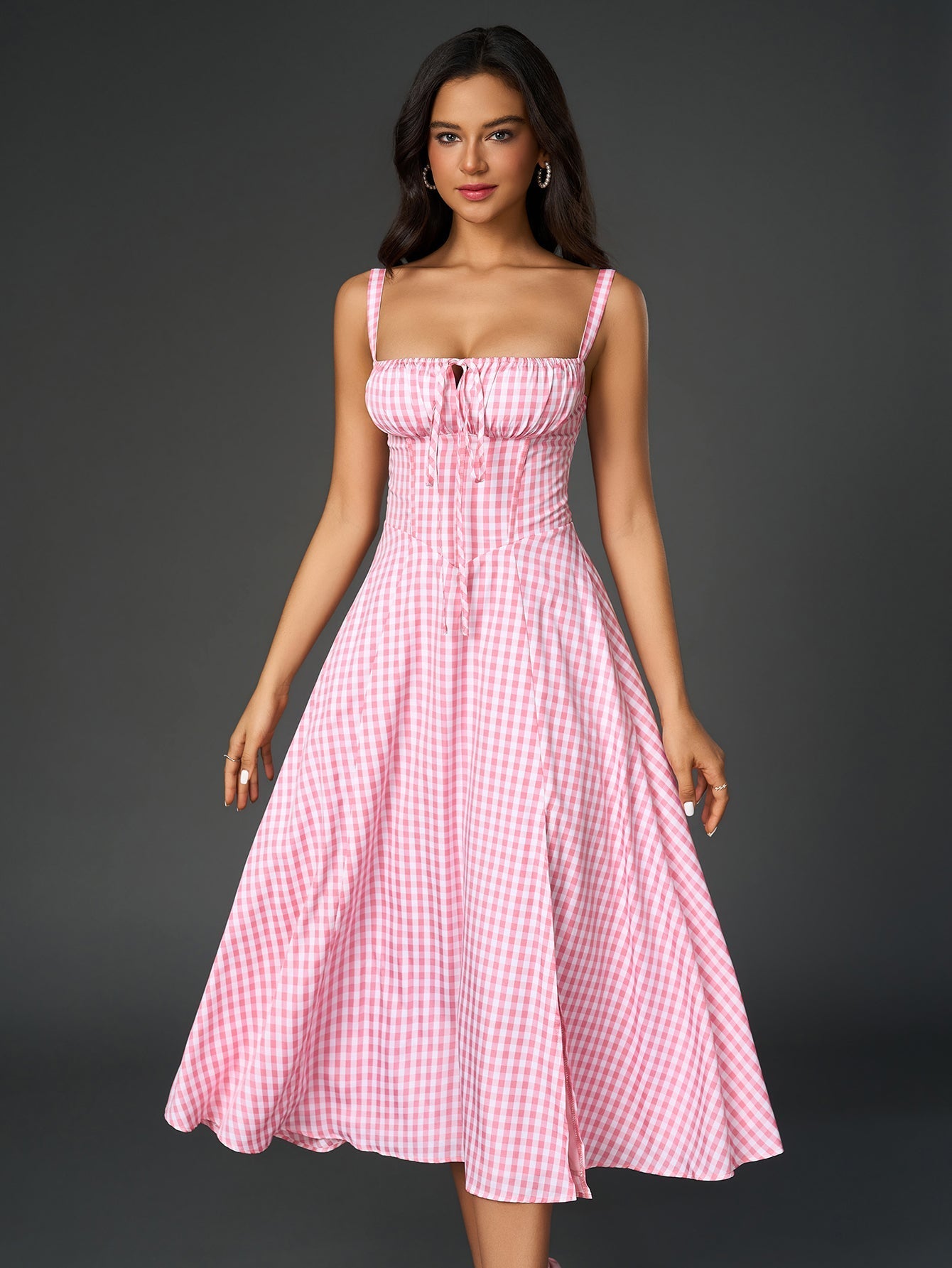 Midi dress with ruched bust and split thigh - View 78 | WEUXS