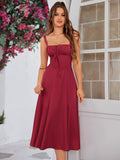 Midi dress with ruched bust and split thigh - View 30 | WEUXS