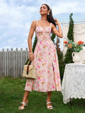 Midi dress with ruched bust and split thigh - View 65 | WEUXS