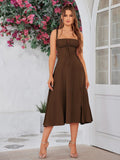 Midi dress with ruched bust and split thigh - View 41 | WEUXS