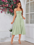 Midi dress with ruched bust and split thigh - View 59 | WEUXS