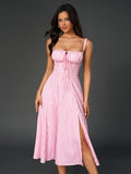Midi dress with ruched bust and split thigh - View 73 | WEUXS
