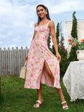 Midi dress with ruched bust and split thigh - View 61 | WEUXS
