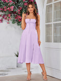 Midi dress with ruched bust and split thigh - View 52 | WEUXS