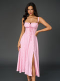 Midi dress with ruched bust and split thigh - View 76 | WEUXS