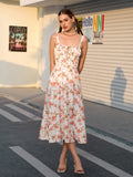 ruched bust floral split thigh cami dress#color_rose