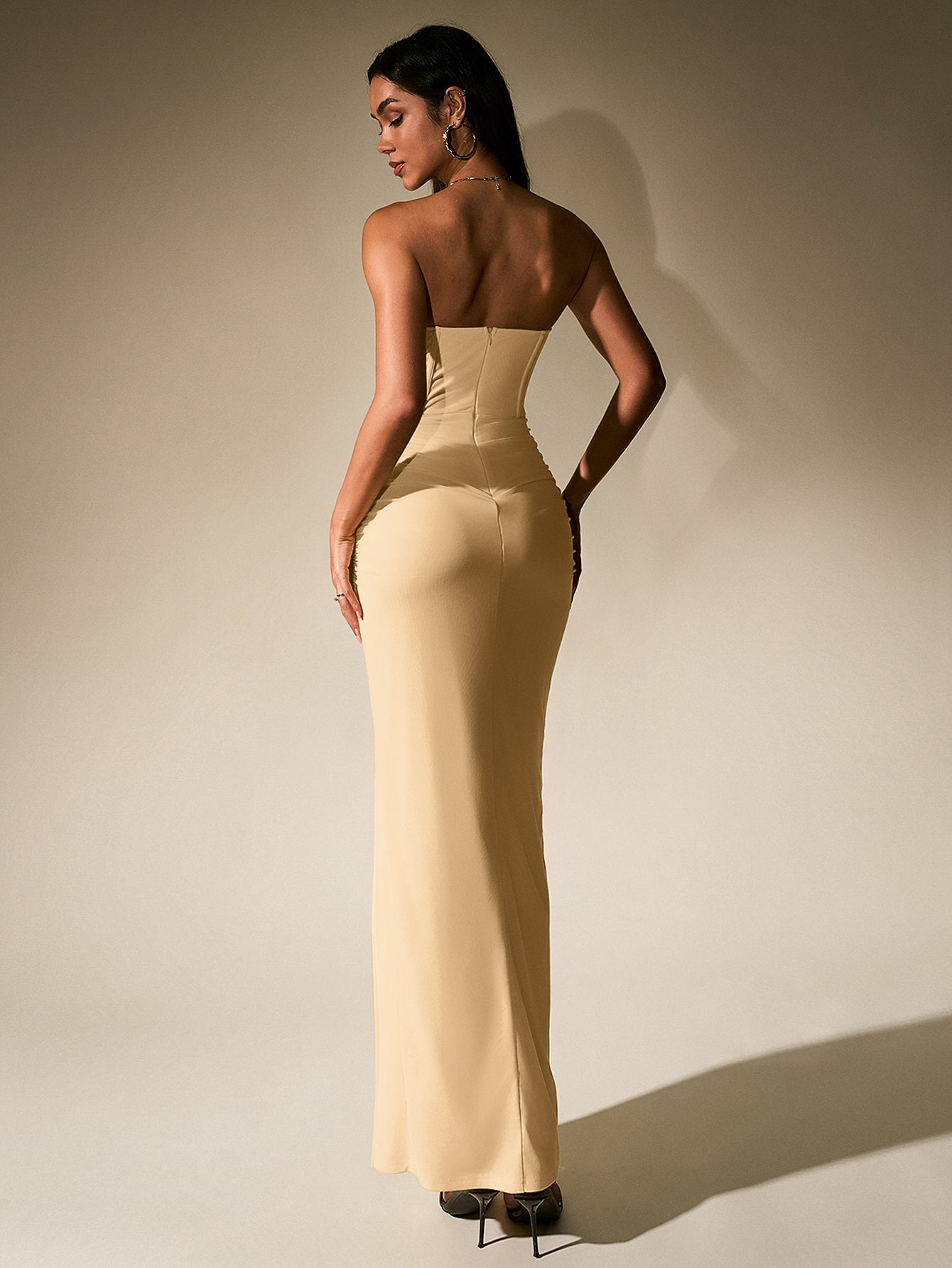 Strapless Corset Mesh Maxi Dress - View 8 | WEUXS