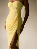 Strapless Corset Mesh Maxi Dress - View 6 | WEUXS