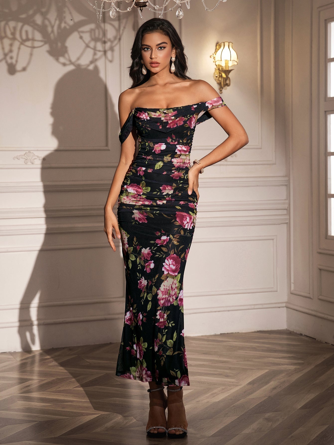 Floral Off Shoulder Maxi Dress - View 78 | WEUXS