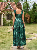 Floral print maxi dress with ruffle straps and square neckline - View 14 | WEUXS