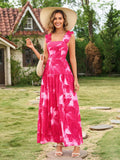 Floral print maxi dress with ruffle straps and square neckline - View 13 | WEUXS