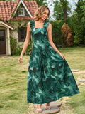 Floral print maxi dress with ruffle straps and square neckline - View 17 | WEUXS