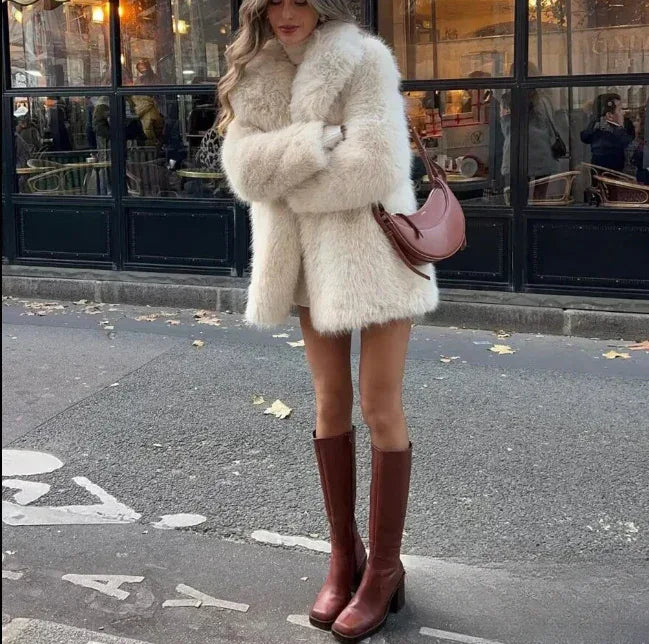 Women's Faux Fur Lapel Coat Secondary image