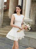 Sleeveless Pleated Hem Ruched Solid Dress - View 6 | WEUXS