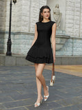 Sleeveless Pleated Hem Ruched Solid Dress - View 16 | WEUXS