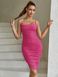 Asymmetrical Ruched Midi Dress - View 13 | WEUXS