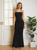 Bodycon Ruched Solid Formal Dress#color_black